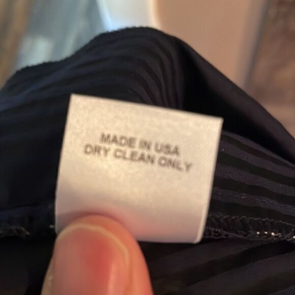 Michelle Mason Stripe Sateen Trouser Metallic vertical stripe navy trousers - Picture 7 of 9